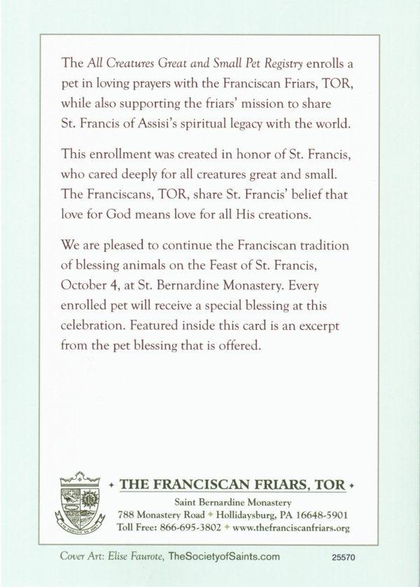 St. Francis of Assisi All Creatures Great And Small Pet Enrollment - Image 3