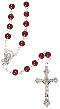 Glass Rosary/6 mm Bead/Ruby