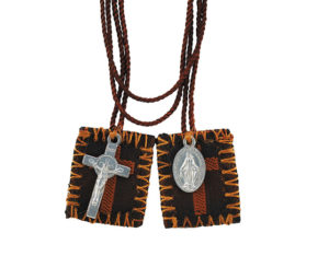 Brown Scapular w/Medal & Crucifix