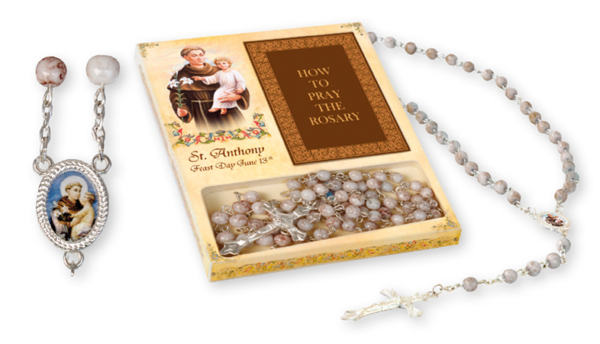 St. Anthony Glass Rosary & Booklet Set