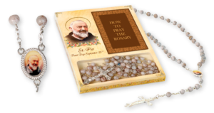 St Pio Glass Rosary & Booklet Set